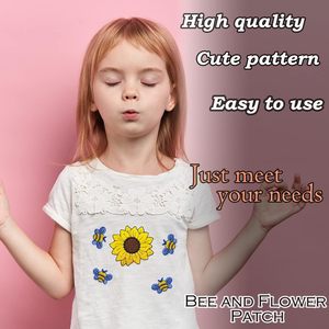 Patch abeille fer sur, 10 pièces patchs brodés couleurs mélangées appliques patchs croisés pour vêtements vestes sacs à dos jeans - Product Image 3