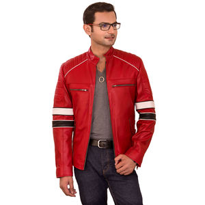 เสื้อแจ็คเก็ตบอมเบอร์หนังแกะแท้สำหรับผู้ชาย สไตล์ไฮสตรีท กันน้ำ เป็นมิตรกับสิ่งแวดล้อม ระบายอากาศได้ดี แห้งเร็ว ทรงเข้ารูป คอตั้ง - Product Image 4