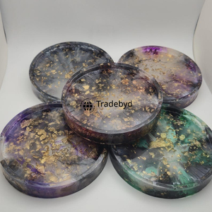 Sous-verres en résine modernes faits à la main de qualité supérieure, luxe, 4x4 pouces, couleurs personnalisables, décoration de table, Tradebyd - Product Image 1