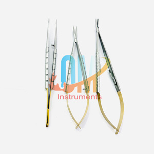 Juego de Instrumentos Curvos de Acero Inoxidable de Grado Médico de Alta Calidad con Certificación CE ISO, 3 Piezas: Micro Tijeras Castroviejo y Portaagujas - Product Image 2