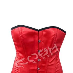 Cosh คอร์เซ็ตชุดผ้าซาตินสีแดงรัดเอวแบบเหล็กรัดเอวระบายอากาศได้ดีชุดเดรสผ้าซาตินสีดำตัดขอบด้วยผ้าซาติน - Product Image 4