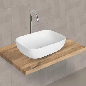 Lavabo rectangulaire blanc Lavabo Lavabo en pierre naturelle populaire Lavabo en marbre pour salle de bain - Product Image 1