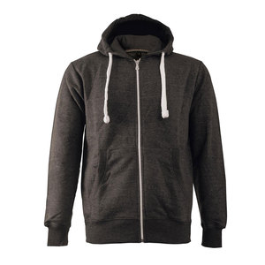 Sweat-shirt à capuche zippé en coton uni coupe classique pour homme Poches - Product Image 2