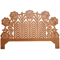 Tête de lit en bois sculptée à la main Smart Art, motif feuille et fleur marron, en bois d'ingénierie, style Maroc, Art mural vintage