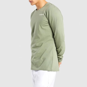 Camisetas de hombre con ropa activa para hacer ejercicio en el gimnasio, venta al por mayor, la última camiseta de manga larga para hombre, ropa de verano, cuello redondo transpirable - Product Image 5