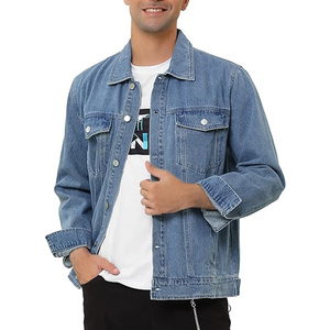 Veste en jean d'hiver pour homme, coupe-vent, construction en toile, confort durable, logo sur le devant, 100% coton - Product Image 1
