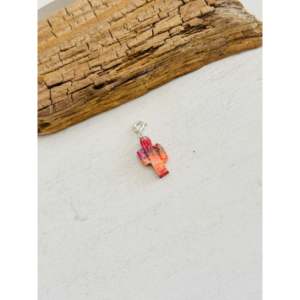 Joyería Navajo Étnica Religiosa Hecha a Mano, Colgantes de Plata de Ley con Turquesa Mohave y Amuleto de Saguaro, Patrón Numérico, Oro Rosa - Product Image 3