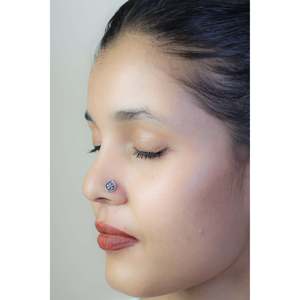 925 <b>Silver</b> Nosepin with Nazakat Phool Paisley Design Diamond and Zircon Set Body Jewelry Gold Plated Wedding Occasion Jewelry - Product Image 3