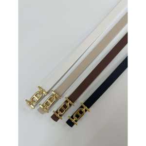 เข็มขัดเส้นเล็กแบบลำลองพร้อมหัวเข็มขัดโลหะผสมสีทองสุดเก๋ - Product Image 1