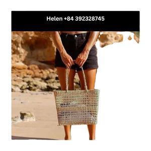 MEILLEUR PRIX SAC À MAIN POUR FEMMES EN JACINTH D'EAU DE COULEUR NATURELLE TISSÉ À LA MAIN NOUVELLE MODE SAC DE PLAGE EN GROS Forme de demi-lune Fermeture éclair - Product Image 2