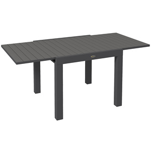 Mesa de jardín extensible Outsunny para 4-6 personas con tapa de rejilla, en aluminio, 81/162x80x75 cm, gris - Product Image 1