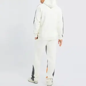 Logotipo personalizado básico en blanco bajo MOQ Flare pantalones de chándal recortado con capucha hombres Color sólido chándal para hombre conjuntos de dos piezas chándal - Product Image 2