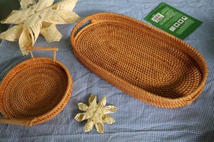 Wholesale Modern Rattan Storage <b>Baskets</b> and Trays Mother-of-Pearl Mosaic Tray From Vietnam - Product Image 2