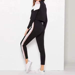 Nouveaux ensembles de shorts et de crop tops pour femmes, avec des crop tops à manches courtes, effet push-up, au-dessus du genou, à pois, printemps, 100% coton, ensemble de yoga - Product Image 6