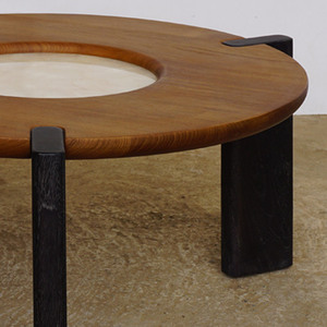 Ensemble de table basse de luxe, fabriqué à la main en bois massif de coquille de mer, finition naturelle et noire - Product Image 2