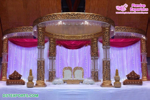Ideas y Diseños de Mandap de Cristal para Bodas, para Agregar Magia a sus Votos Nupciales, Mandap de Cristal Dorado con Fibra para Bodas, Último Modelo, LONDRES - Product Image 3