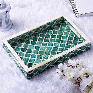 ถาดเสิร์ฟอาหารลายไม้ฝังกระดูก งานฝีมือ สำหรับชุดน้ำชา กาแฟ และของขวัญ - Product Image 6