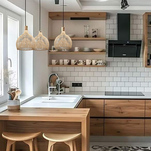 Tissé à la main rond pendentif lumière abat-jour jacinthe d'eau plafonnier cuisine île maison accessoires en rotin bambou métal - Product Image 4