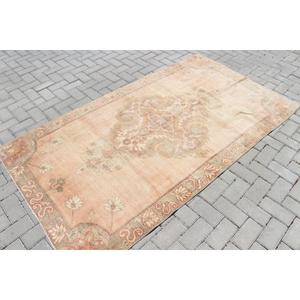 Turkish Area Rug 3.9x7.1 ft (120x215 cm), Vintage <b>Brown</b> Patchwork <b>Wool</b> Rug - Product Image 2