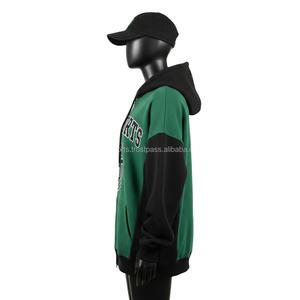 Sweat à capuche zippé pour femme, 330 GSM, coton et polyester, design bicolore vert et noir, broderie, logo personnalisé, sweat à capuche zippé basique - Product Image 3