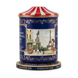 Custom Printed Food-Grade Cylinder <b>Tinplate</b> Container with Matte Finish Recyclable Music Bell Style for Tea Packaging - Product Image 2