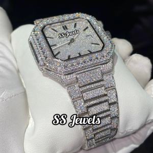 Montre Glacée Antique de Luxe 41mm Moissanite de Haute Qualité Dernier Modèle VVS Personnalisé Style Hip Hop Cadran Analogique Acier Inoxydable - Product Image 4