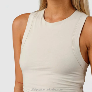 เสื้อกล้ามเอวลอยผ้าฝ้ายสีขาวสำหรับผู้หญิงเสื้อกล้ามแต่งโลโก้ได้ตามต้องการฤดูร้อน - Product Image 4