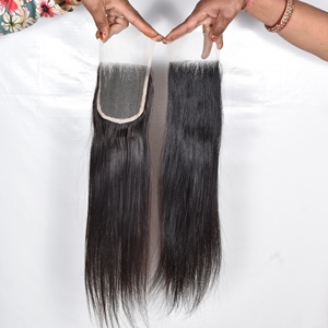 Fermeture de qualité d'exportation 4*4 extensions de cheveux raides texture douce et soyeuse longue indienne épaisse pour l'homme disponible à la vente à l'exportation - Product Image 1
