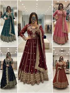 Nuevo Vestido de Diseñador con Conjunto de Dupatta de Pent - Reversible para Fiesta, Boda, Diwali, Georgette Fox - Product Image 2