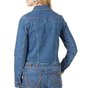 Gran oferta, chaqueta vaquera de estilo Vintage para mujer, Chaquetas vaqueras recortadas plisadas lavadas con piedra personalizadas, relleno de algodón - Product Image 2