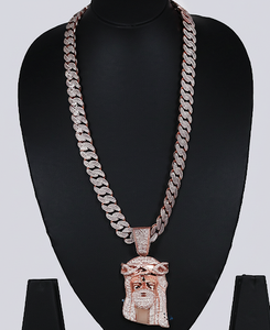 Cadena colgante de Hip Hop de Plata de Ley 925 con diamantes de moissanita en cortes redondos y baguette con claridad VVS completamente helada - Product Image 4