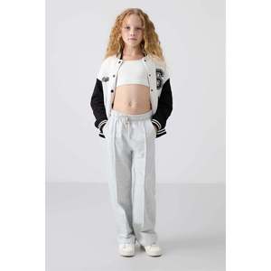 Pantalones Deportivos TommyLife para Niñas de 7 a 15 Años, Corte Ancho, Mezcla de Algodón, Color Gris Jaspeado - Product Image 4