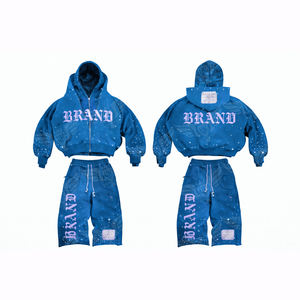 Ensemble sweat à capuche et short unisexe personnalisé 2026, style streetwear oversize avec ourlet déchiré et imprimé lettres de marque audacieuses - Product Image 5