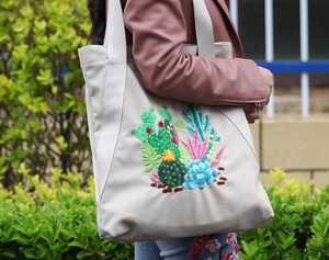 Bolsos de Lino de Diseño Personalizado con Parches Bohemios Vintage de Moda para Mujer, Gran Capacidad, Cierre de Cremallera Portátil, Ecológicos - Product Image 1