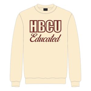 HBCU Delta Educated Chenille <b>Sweatshirt</b> Neutral & Maroon Embroidered Letters Cotton Blend Divine Nine Greek Sorority Apparel - Product Image 2