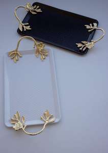 Plateau à nourriture en acrylique au design magnifique avec poignées en métal doré, plateau de service en acrylique pour chocolat, plateau pour snacks, fournitures pour restaurants et hôtels - Product Image 2