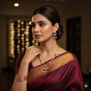 18K Rose Gold Diamond Necklace Set Modern Geometric Fine <b>Jewelry</b> - Product Image 2