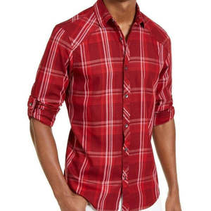 Camicia da uomo INC International Concepts Marc a quadri, 100% cotone, popeline casual, antipiega, taglia M, rossa, alla moda - Product Image 2