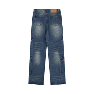 กางเกงยีนส์ผู้ชายสไตล์วินเทจกางเกงยีนส์ขายาวสกินนี่ซักไม่มีรอยขาด - Product Image 4