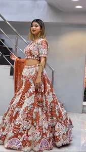 Lehenga choli ปักเลื่อมอินเดียและปากีสถานสำหรับผู้หญิงทำจากผ้าใบแคนแคนวาส - Product Image 3