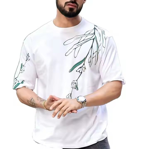 Nueva llegada tendencia moda gran tamaño gota hombro camiseta personalizada calidad impresión camisetas 3D bordado Logo impresión camisetas - Product Image 1