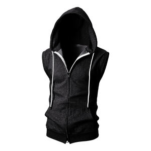 Wholesale Custom Logo Gym Fitness Wear Mens Heavyweight Sleeveless Hoodie - Product Image 4