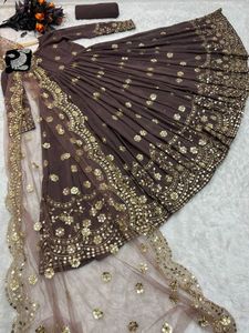 Georgette ชุดราตรีผ้าปักลาย,ชุดเดรสแบบเย็บติดเต็มตัวพร้อมชุดเดรสผ้า Dupatta สำหรับใส่ไปงานปาร์ตี้ - Product Image 5