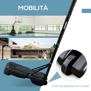 HOMCOM-Aro de baloncesto ajustable en altura con base rellenable y 2 ruedas, en acero, y HDPE PE, 70x45x2 cm - Product Image 6