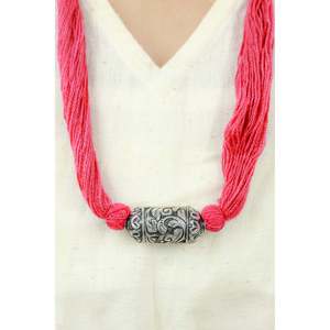 Collar de Plata 925 con Colgante Cilíndrico Noor Tabeej Scarlet Dori y Amuletos Religiosos Islámicos - Product Image 2