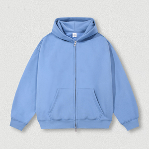 Ville Sports Sweat à capuche surdimensionné en molleton 100% coton avec double fermeture éclair intégrale Molleton lourd Sweat à capuche uni pour femmes pour l'hiver - Product Image 2