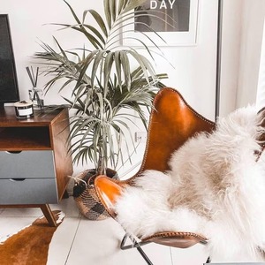 Silla de mariposa de cuero marrón vintage cosida a mano con marco de hierro plegable recubierto de polvo lateral diseño rústico para dormitorio uso al aire libre - Product Image 3