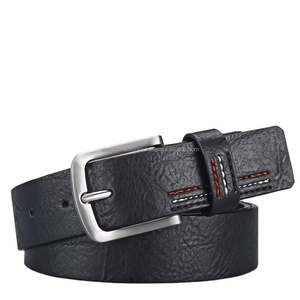 Ceinture décontractée vintage en cuir de vachette vieilli avec boucle en fer, largeur 38 mm, style rétro robuste pour homme - Product Image 5
