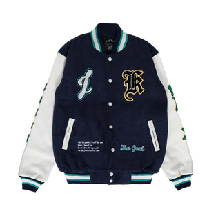 Chaqueta de béisbol Letterman de manga larga con logotipo personalizado y mangas de cuero con bordado de grafiti de alta calidad de fabricante para hombre - Product Image 1