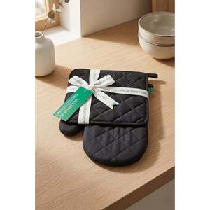 Be-28455-Bk Ensemble de cuisine 100% coton noir uni 17*30 cm-20*20 cm (gants et protège-plat) - NOIR - Product Image 2